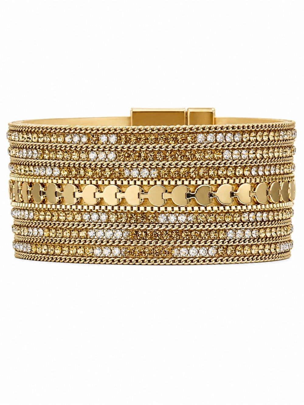 Faux Suede Gold Crystal Bracelet by Saachi
